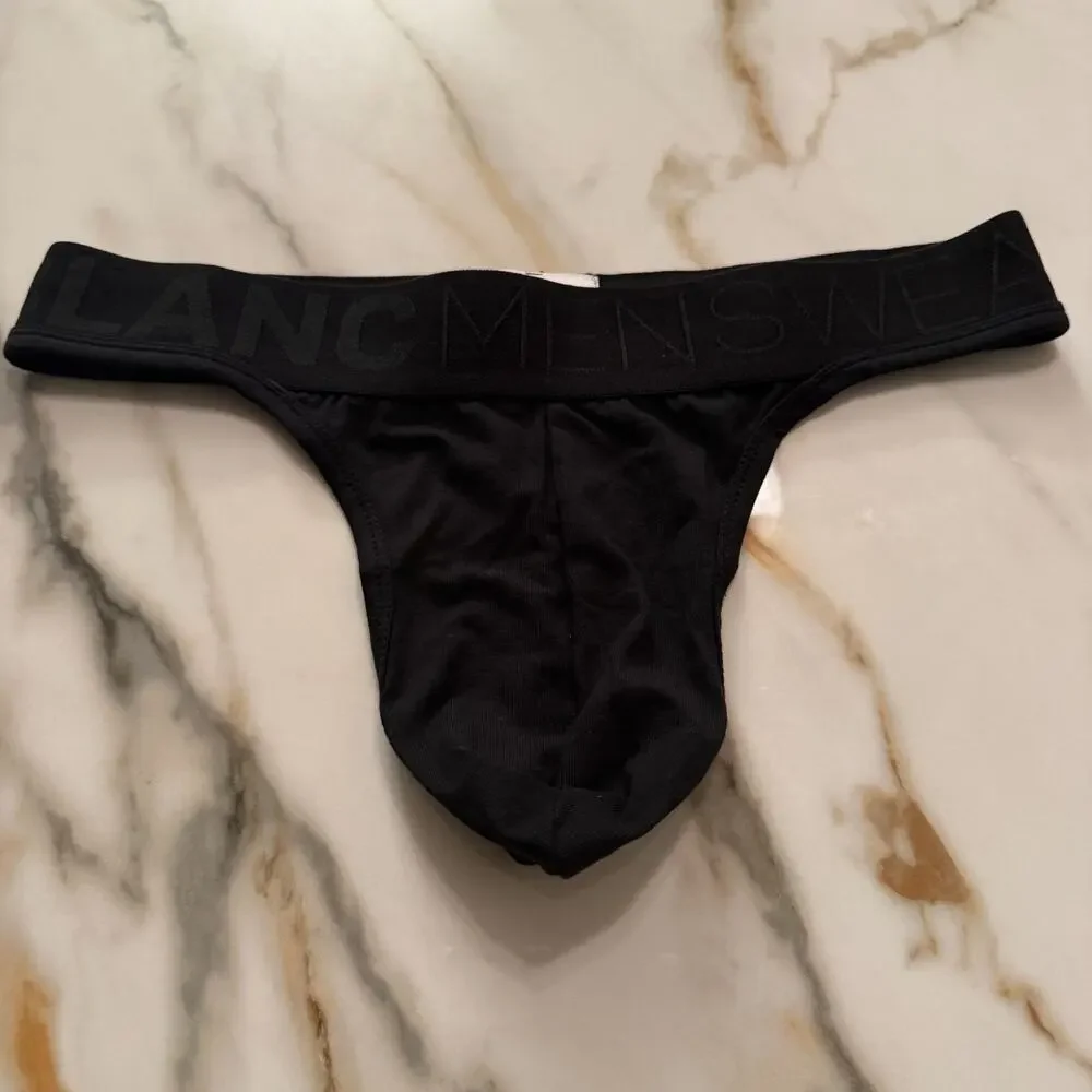 NEW Blanc Menswear Cotton BL255 Vector Thong Color Black Size Medium